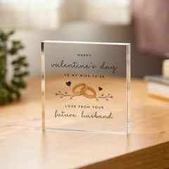 Valentine’s Day Acrylic Plaque for Wife To Be – Engagement Keepsake Gift from Future Husband