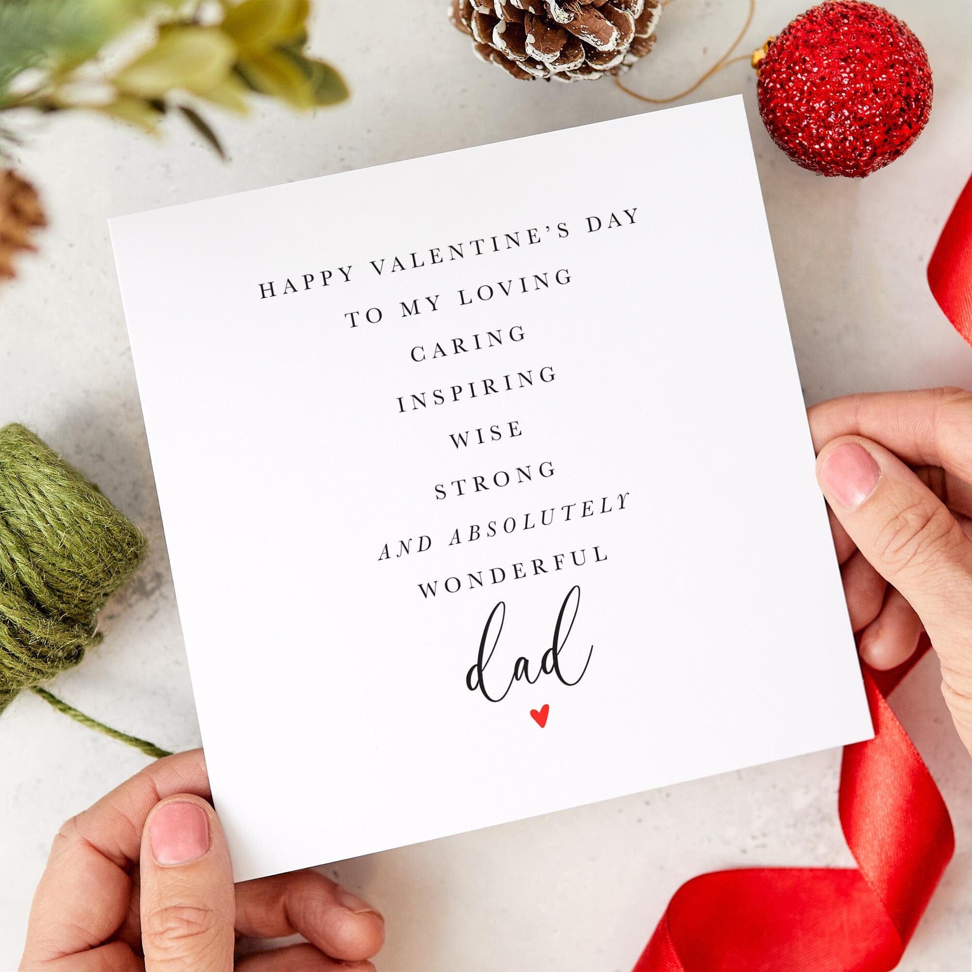 Valentine's Day Card for Dad Loving Caring Inspirational Gift Thoughtful Card for Father Unique Valentines Day Gift Idea for Him Daddy Dada