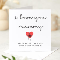 Valentine's Day Card for Mummy from Daughter or Son with Name Personalised I Love You Card for Mum Cute and Heartfelt Gift for New Mum