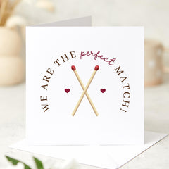 Valentine's Day Card 'We Are The Perfect Match!' Romantic Greeting Card for Boyfriend Girlfriend Husband Wife or Partner