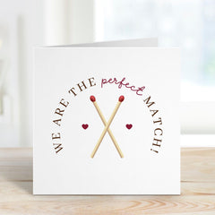 Valentine's Day Card 'We Are The Perfect Match!' Romantic Greeting Card for Boyfriend Girlfriend Husband Wife or Partner