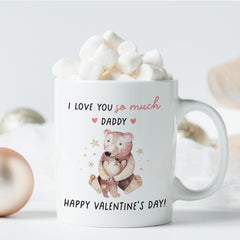 Valentine's Mug for Daddy Bear I Love You Cute Coffee Cup Coaster Daughter Son Adorable Gift