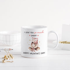 Valentine's Mug for Daddy Bear I Love You Cute Coffee Cup Coaster Daughter Son Adorable Gift