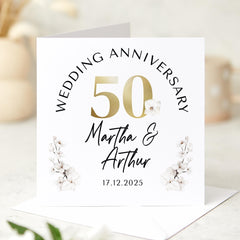 Wedding Anniversary Card for ANY YEAR with Elegant Floral Design Personalised Couple Name 10th 20th 30th 40th Anniversary Keepsake Gift Idea