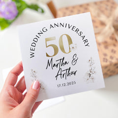 Wedding Anniversary Card for ANY YEAR with Elegant Floral Design Personalised Couple Name 10th 20th 30th 40th Anniversary Keepsake Gift Idea