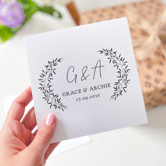 Wedding Anniversary or Engagement Card – Custom Initials Names and Date – Modern Minimal Design for Couples – Keepsake Gift Card for Her Him
