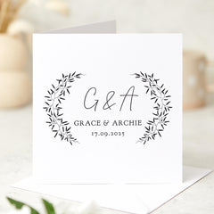 Wedding Anniversary or Engagement Card – Custom Initials Names and Date – Modern Minimal Design for Couples – Keepsake Gift Card for Her Him
