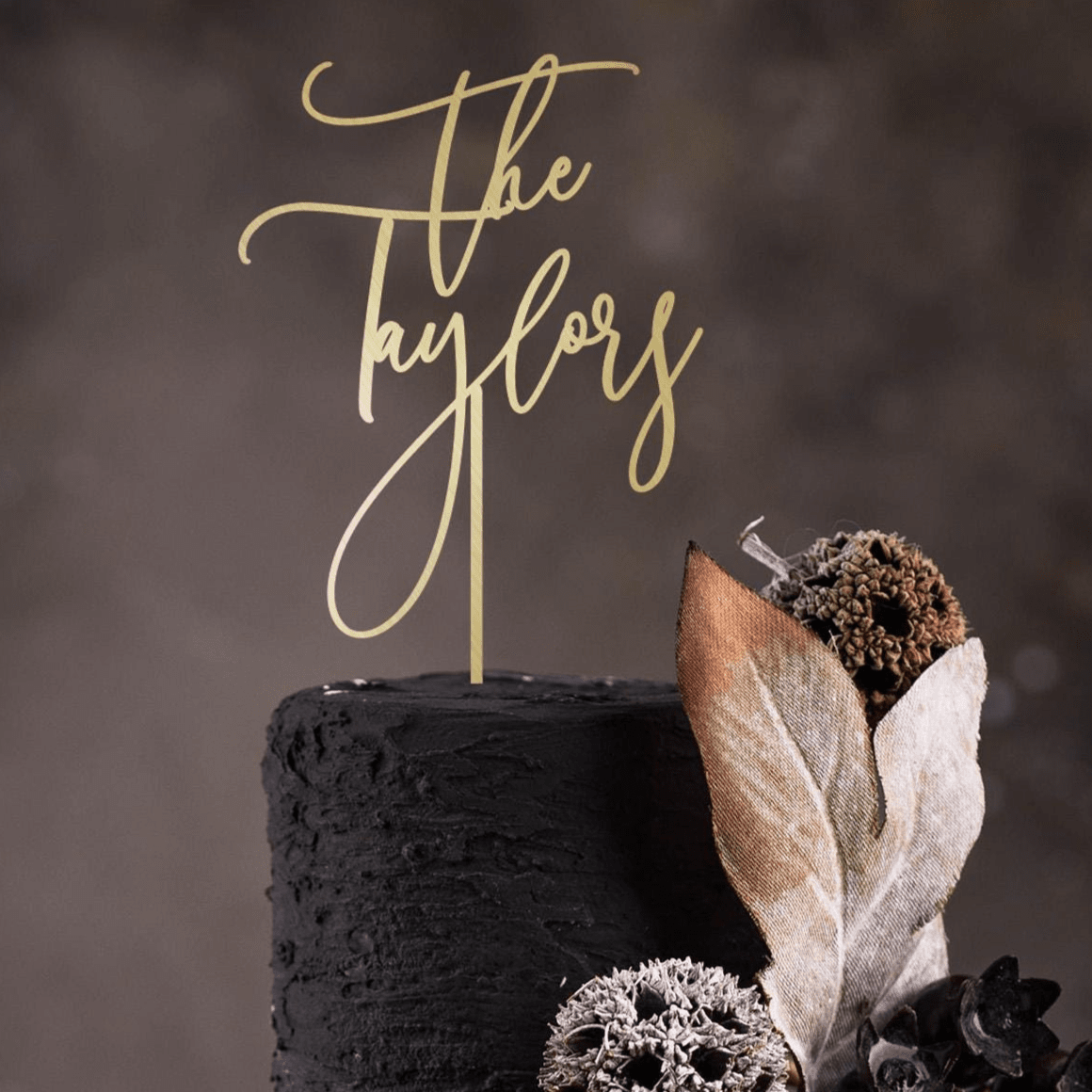 Wedding Cake Topper, Rustic Last Name Decor, Anniversary Party, Wooden Gold Silver Rose Gold Black Engagement Custom