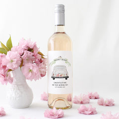 Wedding Day Wine Prosecco Bottle Sticker Personalised Label Gift for Couple Bride and Groom Custom Congratulations Wine Tag