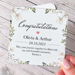 Wedding Gift for a Couple Congratulations Coaster Engagement Anniversary Gift for Her with Names Date Personalised Keepsake Newlyweds Gift