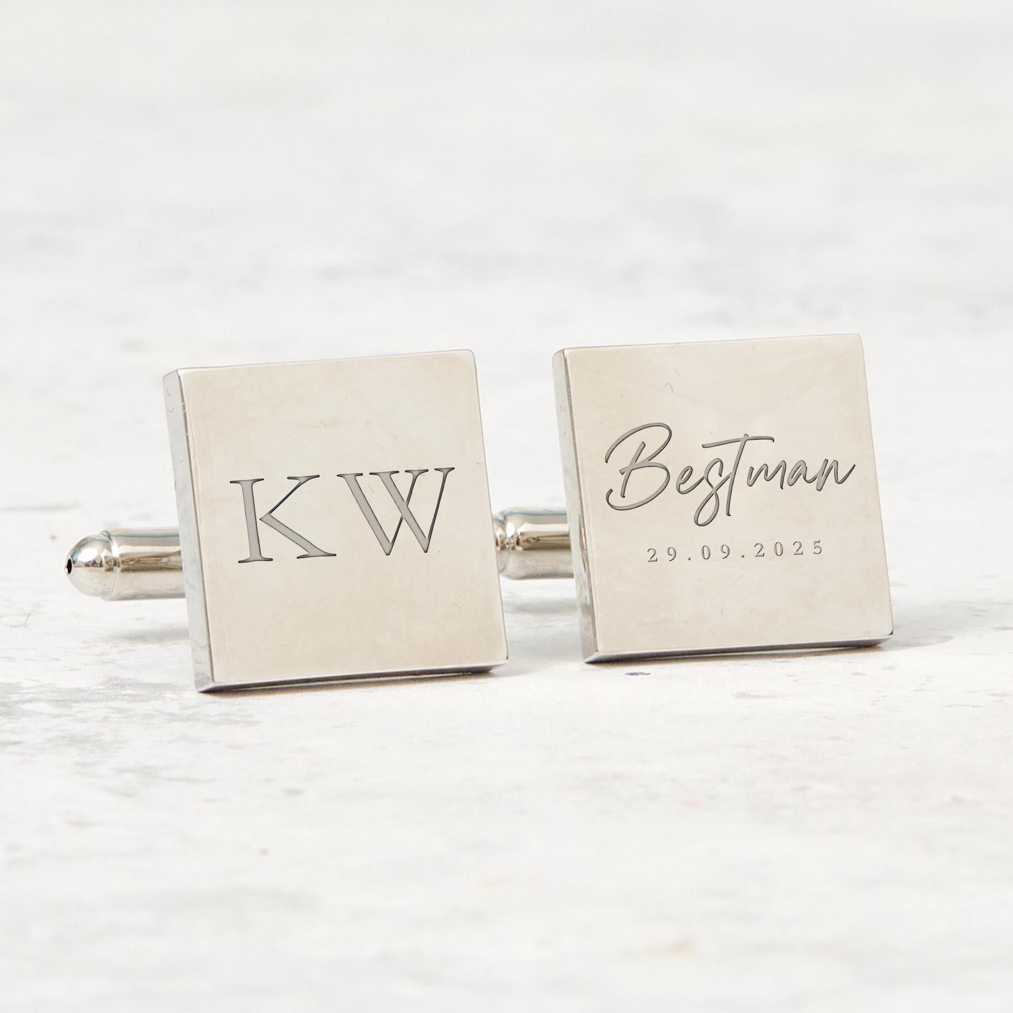 Wedding Gift for Best Man Custom Cufflinks with Initials and Date Personalised Wedding Role Keepsake for Best Man or Groomsman