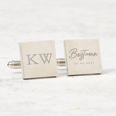 Wedding Gift for Best Man Custom Cufflinks with Initials and Date Personalised Wedding Role Keepsake for Best Man or Groomsman