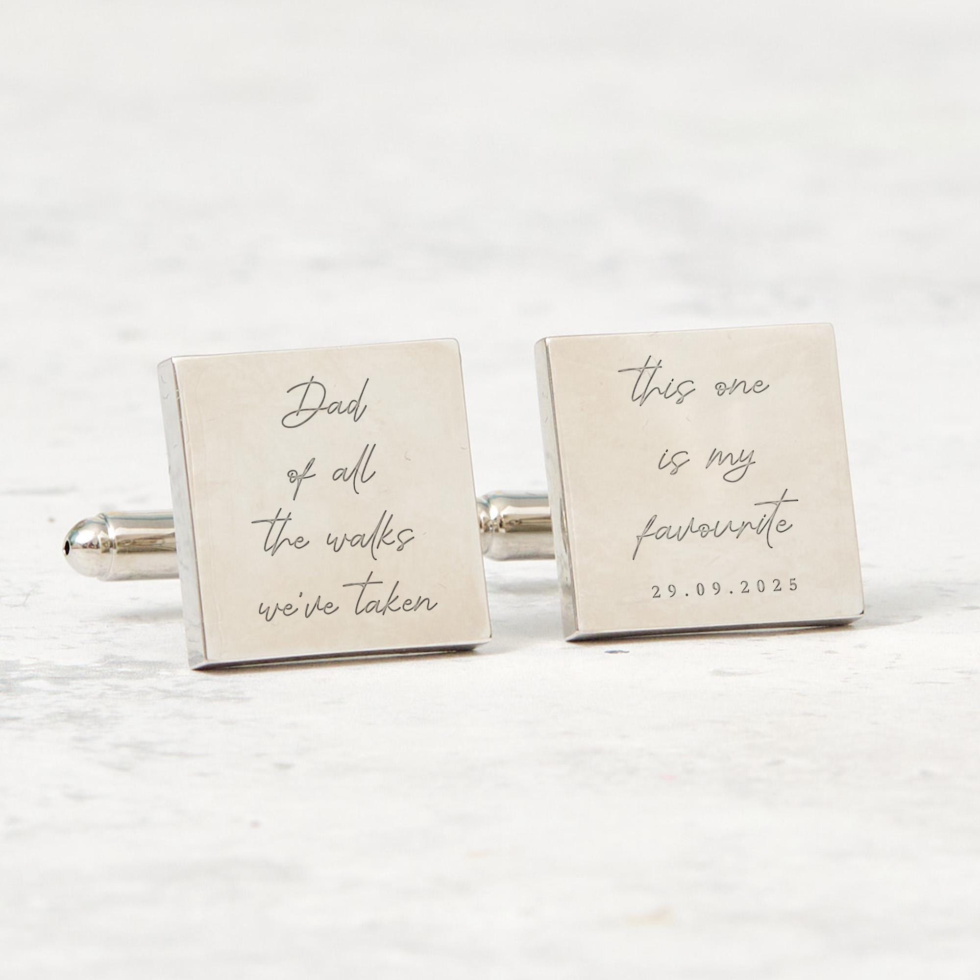 Wedding Gift for Dad Custom Cufflinks Father of the Bride or Groom Personalised Date Keepsake from Daughter or Son