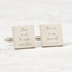 Wedding Gift for Dad Custom Cufflinks Father of the Bride or Groom Personalised Date Keepsake from Daughter or Son