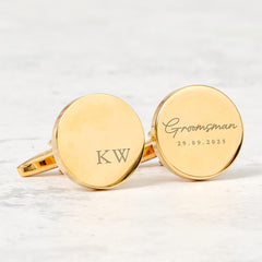 Wedding Gift for Groomsman Personalised Cufflinks with Initials and Date Custom Wedding Role Keepsake for Groomsmen or Best Man