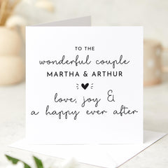 Wedding or Engagement Card for Couple Personalised with Names Cute Heartfelt Message of Love Joy and a Happy Ever After Unique Keepsake Gift