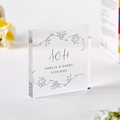 Wedding or Engagement Gift for a Couple Acrylic Plaque Custom Initials & Date Gift for Newlywed, Anniversary or Couple Celebration Keepsake