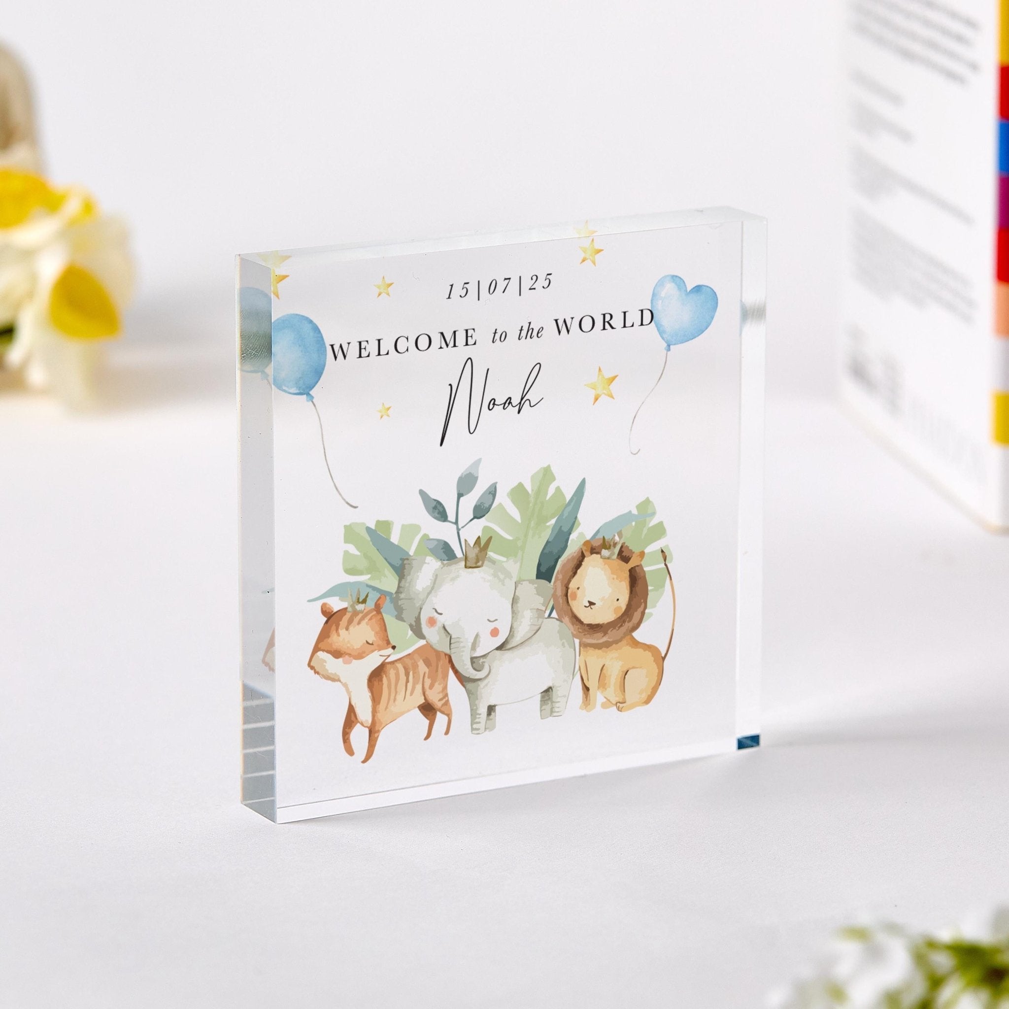 Welcome Baby Gift Personalised New Baby Gift Acrylic Plaque Welcome to the World Keepsake Nursery Woodland Animal Decor Baby Shower Present