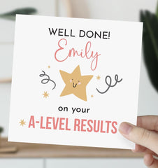 Well Done On Your A Level Results Card Congratulations Card With Name Gift Card For Her Him Greeting Card For Exam Results Day Son Daughter