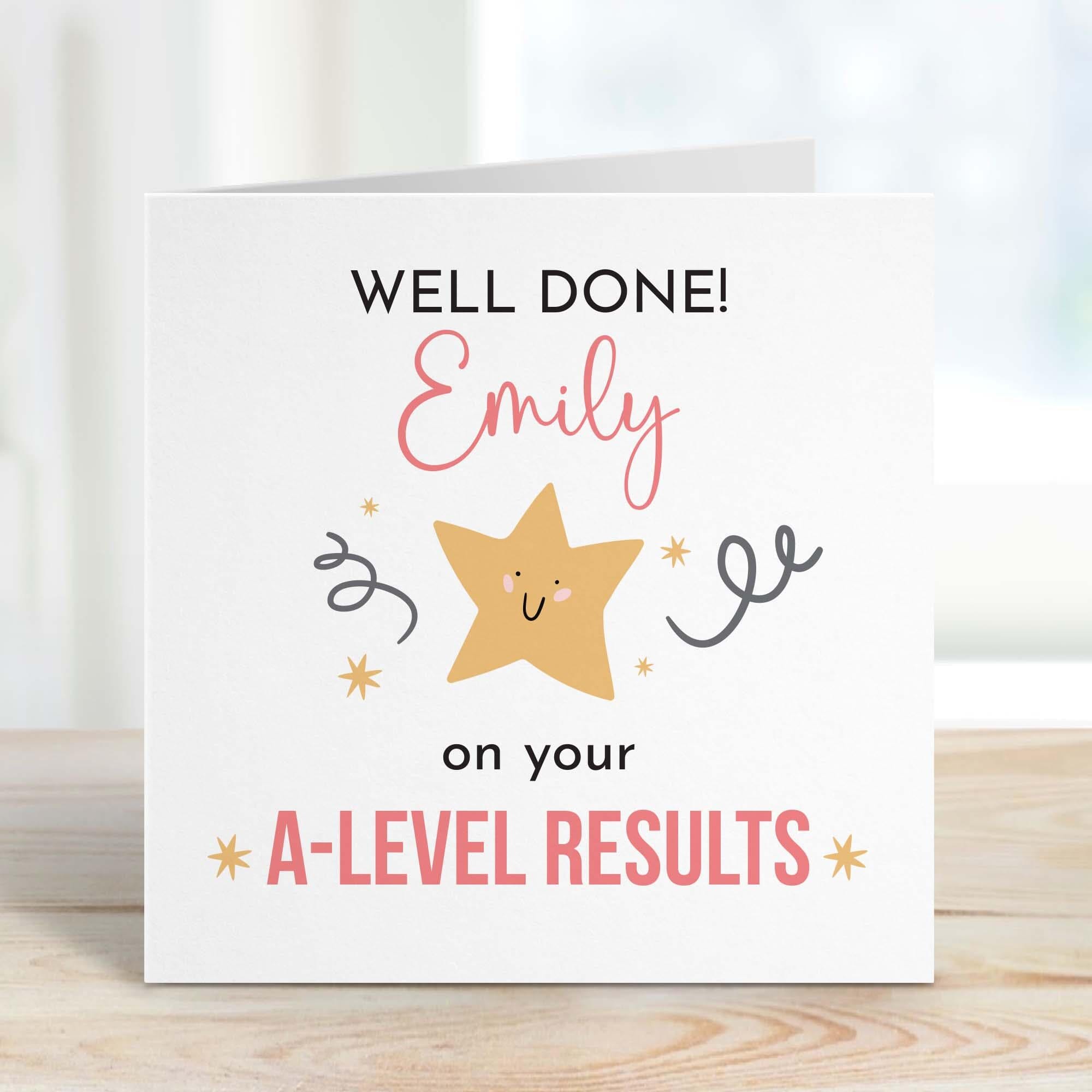 Well Done On Your A Level Results Card Congratulations Card With Name ...