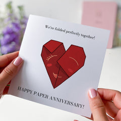 We'Re Folded Perfectly Together! Happy Paper Anniversary Happy 2Nd Wedding Anniversary Card Happy Second Wedding Greetings Card For Couple