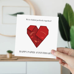 We'Re Folded Perfectly Together! Happy Paper Anniversary Happy 2Nd Wedding Anniversary Card Happy Second Wedding Greetings Card For Couple