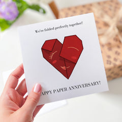 We'Re Folded Perfectly Together! Happy Paper Anniversary Happy 2Nd Wedding Anniversary Card Happy Second Wedding Greetings Card For Couple
