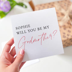 Will You Be My Godmother Card – Elegant Proposal Card for Godmother – Custom Name Option – Minimalist Keepsake for Christening or Baptism