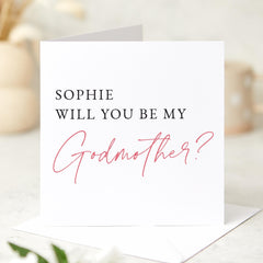 Will You Be My Godmother Card – Elegant Proposal Card for Godmother – Custom Name Option – Minimalist Keepsake for Christening or Baptism