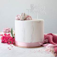 Wooden Baby Shower Cake Topper with Last Name Personalised Welcome Baby Party Décor Baby Girl Baby Boy Oh Baby