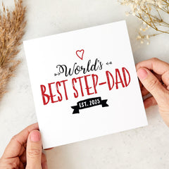 Worlds Best Dad Grandpa Stepdad Personalised Card Established Date Gift for Father’s Day Birthday New Dad or Grandfather