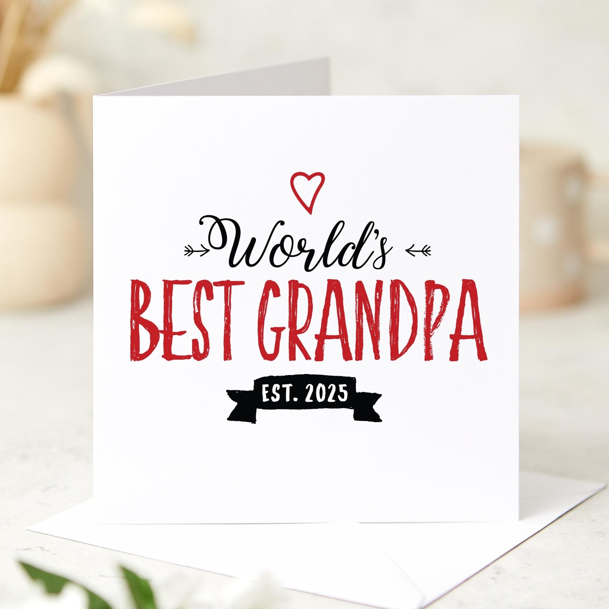 Worlds Best Grandpa Grandad Personalised Card Established Date Gift for First Father’s Day Birthday New Grandad or Grandfather Thank You