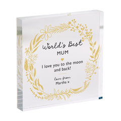 World’s Best Mum Acrylic Plaque Gift – Personalised Keepsake for Mother’s Day or Birthday