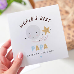 World’s Best Papa Father’s Day Card Cute Moon & Star Design Thoughtful Keepsake for Papa