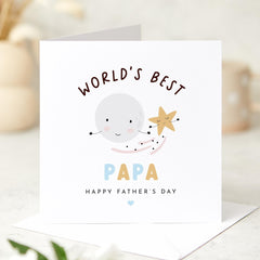 World’s Best Papa Father’s Day Card Cute Moon & Star Design Thoughtful Keepsake for Papa