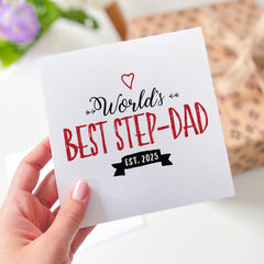 Worlds Best Step - Dad Card Stepdad Personalised Card Established Date Gift for Father’s Day Birthday Thank You New Step - Dad