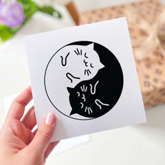 Yoga Card Yin And Yang Yoga Lover Gift Card Black & White Cats Card Pilates Lover Yoga Birthday Card Greeting Card Cat Lover Cat Owner Gift