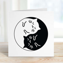 Yoga Card Yin And Yang Yoga Lover Gift Card Black & White Cats Card Pilates Lover Yoga Birthday Card Greeting Card Cat Lover Cat Owner Gift