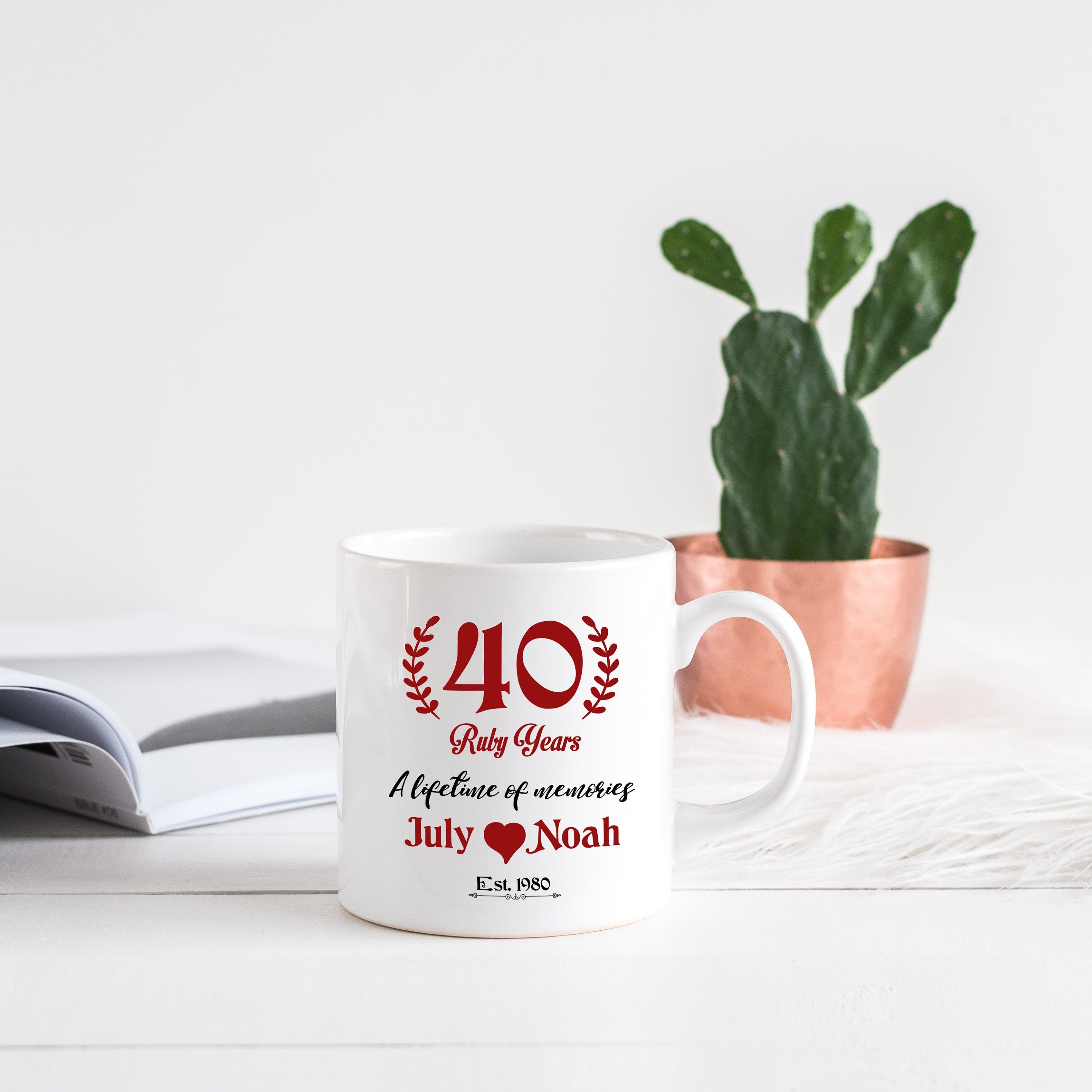 40 Ruby years mug, Personalised wedding anniversary gift, Rubby 40th anniversary present