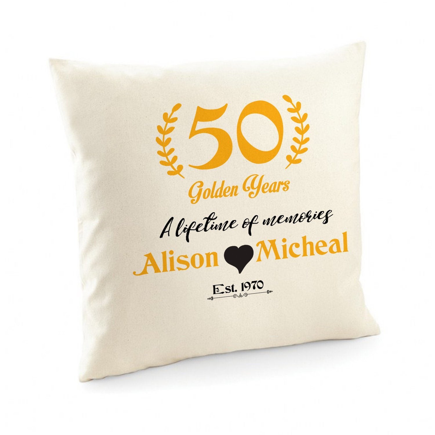 50 golden years cushion cover, Personalised wedding anniversary gift