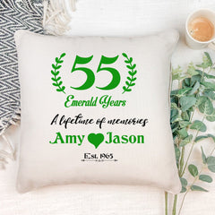 55 emerald years cushion cover, Personalised wedding anniversary gift