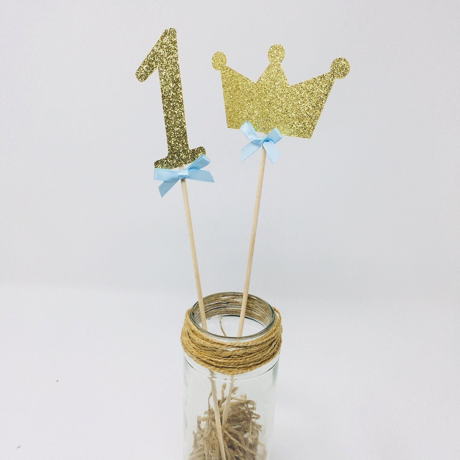 Age And Crown Centerpiece With Bow Set of 2