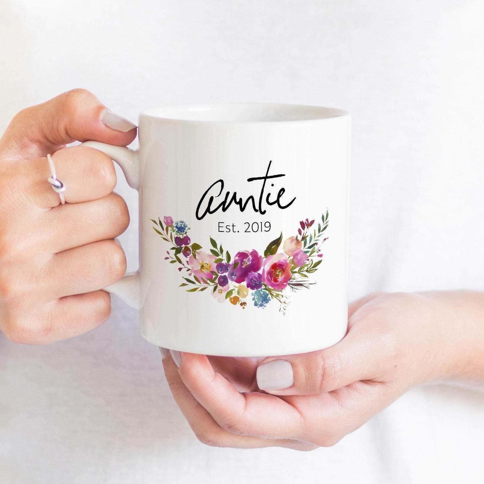Auntie Mug, Gift for aunt, Floral auntie present, Best Auntie Ever