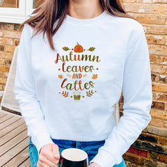 Autumn Leaves And Lattes Jumper, Autumn Sweatshirt, Gift For Her