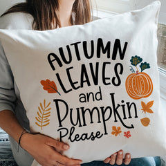 Autumn Leaves And Pumpkin Please Cushion, Autumn Home Decor, Fall Throw Pillow