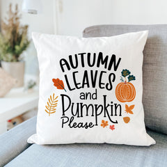 Autumn Leaves And Pumpkin Please Cushion, Autumn Home Decor, Fall Throw Pillow