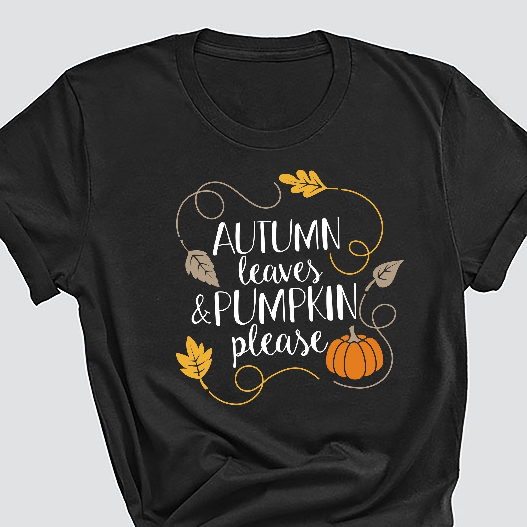 Autumn Leaves & Pumpkin T-Shirt, Fall T-Shirt
