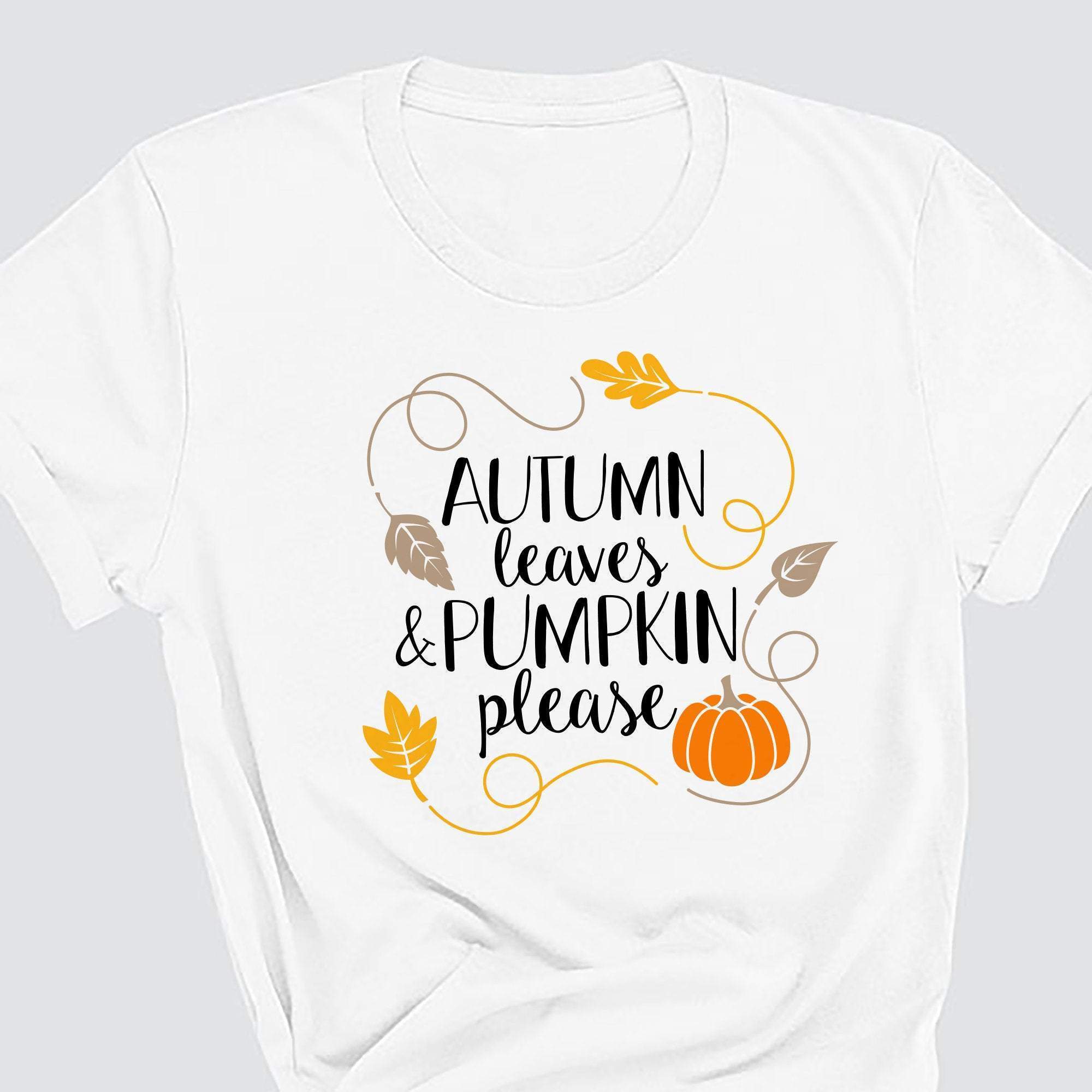 Autumn Leaves & Pumpkin T Shirt Fall T Shirt