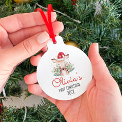 Baby first Christmas tree ornament, Personalised reindeer design with name, My 1st Xmas 2023