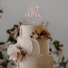 Baptism Wooden Cake Topper with Name, God Bless Cake Topper, Personalised Christening Decor, First Communion GB2